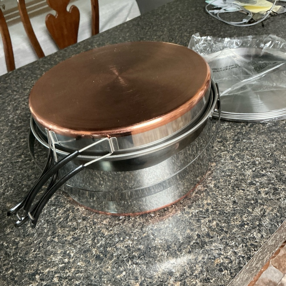 Copper and Silver Camping Cookware Set